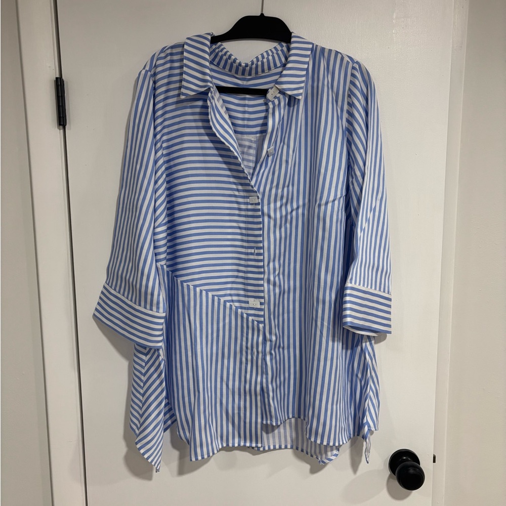 Chic Striped Button-Up Blouse